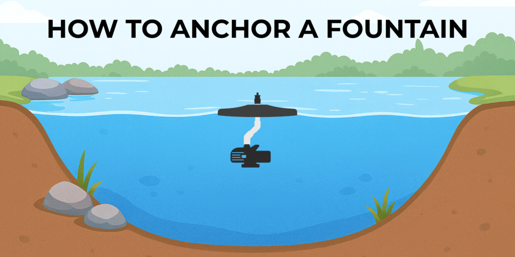How to anchor a pond fountain illustration