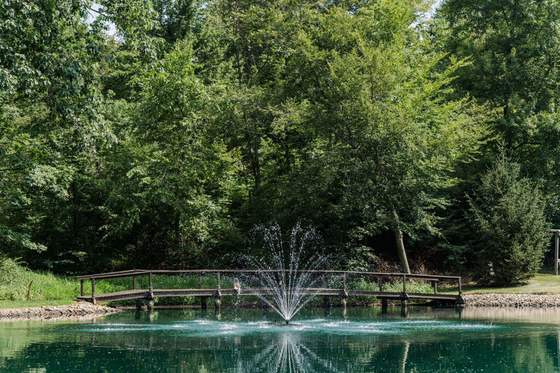 RHP floating pond fountain installed in a pond