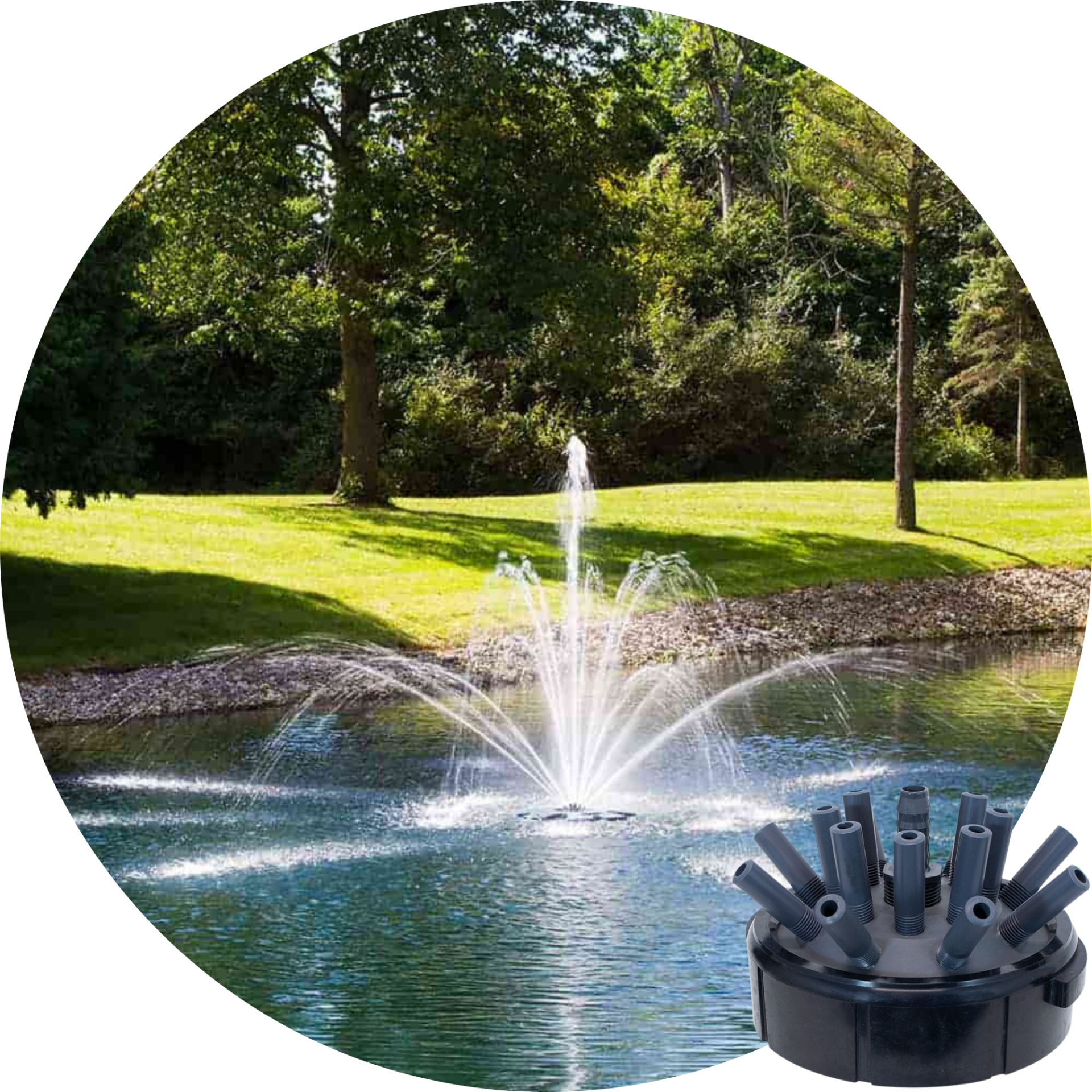 Airmax PondSeries 1/2 HP Double Arch & Geyser Premium Fountain Nozzle Spray Pattern