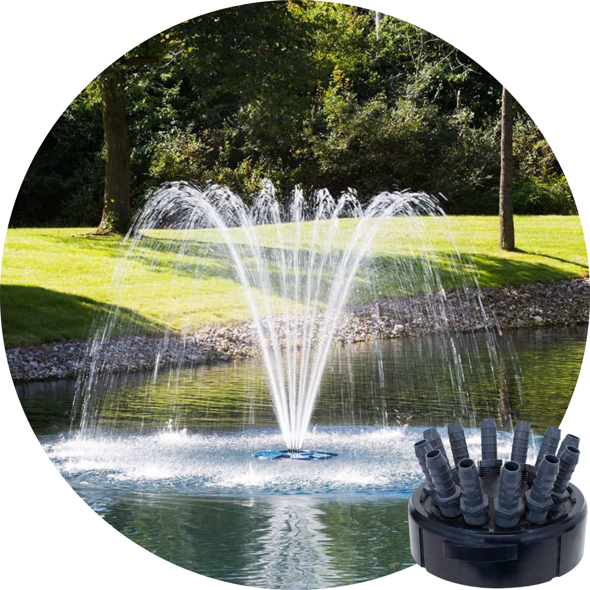 Airmax PondSeries 1/2 HP Single Arch Premium Fountain Nozzle Spray Pattern