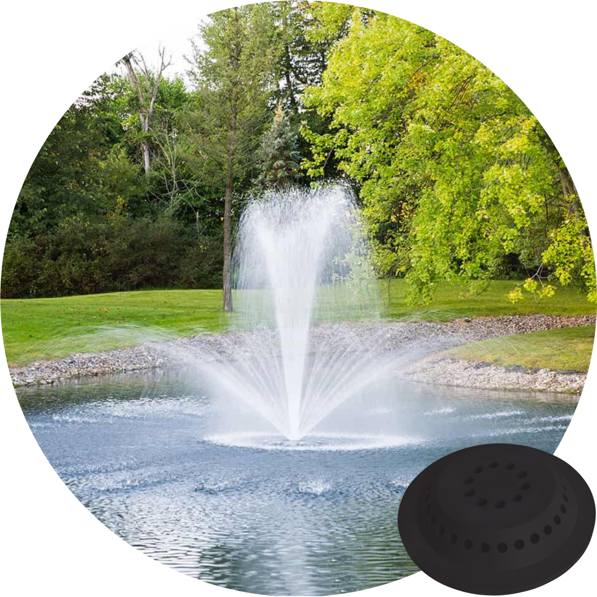 Airmax PondSeries 2 HP Crown and Trumpet spray pattern