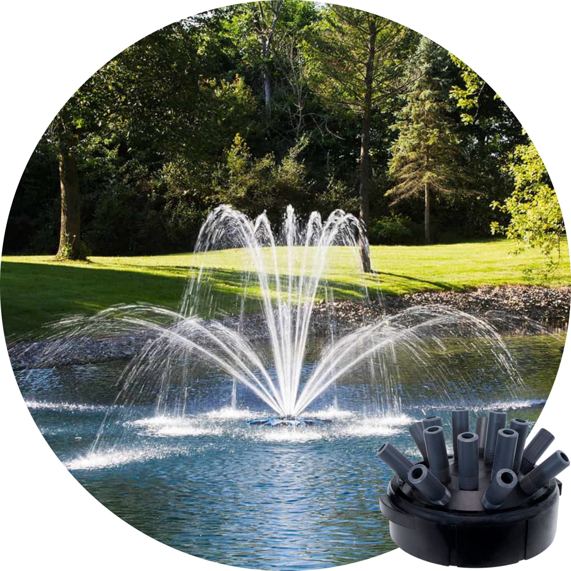 Airmax PondSeries 2 HP Double Arch Premium Fountain Nozzle Spray Pattern