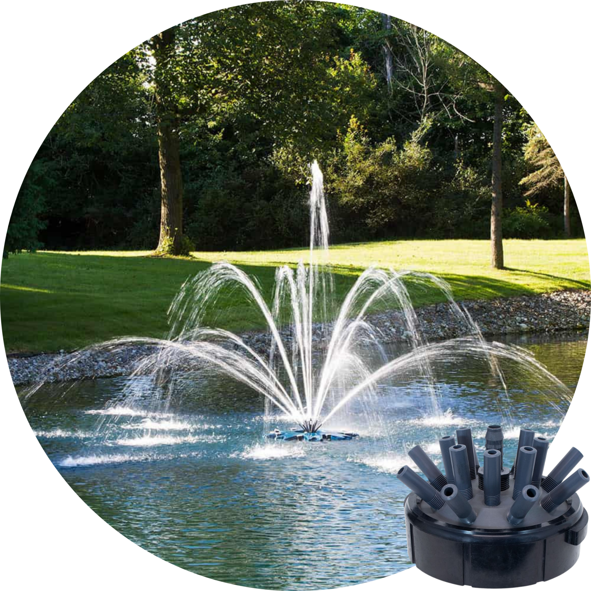 Airmax PondSeries 2 HP Double Arch & Geyser Premium Fountain Nozzle Spray Pattern